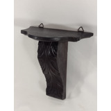 Mini Peanha Entalhada Imbuia Antiga 17cm Prateleira Parede