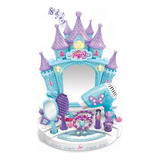 Mini Penteadeira Castelo Som Luz Secador Escova Espelho Cor Azul Barrettomegastore