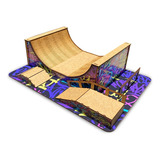 Mini Pista Fingerboard Skate Dedo Mod2 Mdf Madeira Adesivado