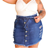 Mini Saia Jeans Curta Plus Size Gordinha