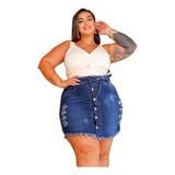 Mini Saia Jeans Curta Plus Size Gordinha