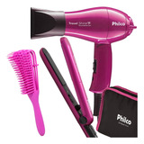 Mini Secador De Cabelo Philco 1000w Prancha Bivolt Escova 
