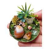 Mini Terrário Artificial 6cm Com Pedras Naturais Lindo
