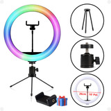 Mini Tripé Mesa + Ring Light Anel Luz Led Rgb Colorido C/sup
