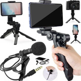 Mini Tripé Suporte Estabilizador Celular Microfone Gravação