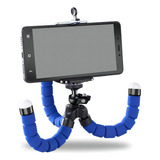 Mini Tripe Suporte Mesa Escalavel Flexível Celular Gira 360 Cor Azul