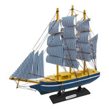 Miniatura Barco Navio De Madeira Veleiro Decorativo - 15cm