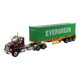 Miniatura Caminhão Container Evergreen Western 4700 1/50 Cor Vermelho