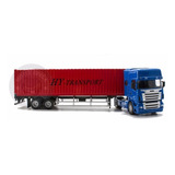 Miniatura Caminhão Transporte Container Azul 1/50 Hy Truck