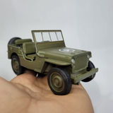 Miniatura Carrinho De Ferro Jeep Militar De Guerra Willys Cor Verde