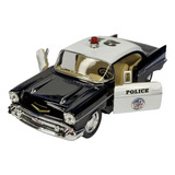 Miniatura Carro 1957 Chevrolet Bel Air Policia Antigo Metal