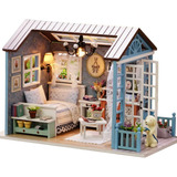  Miniatura Dollhouse Diy Kit Realista Mini 3d Casa Madeira 2