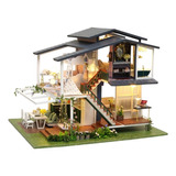  Miniatura Dollhouse Kit Realista 3d Casa De Madeira Garden
