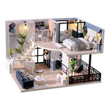  Miniatura Dollhouse Kit Realista Mini 3d Casa Madeira Linda