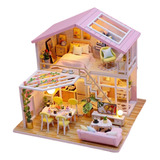 Miniatura Dollhouse Lindo Kit Realista Mini Casa Rosa Sweet