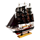Miniatura Enfeite Decoração Barco Navio Pirata Madeira 32cm
