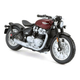 Miniatura Moto Triumph Bonneville Bobber Vinho Burago 1/18