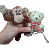 Miniaturas Pelúcia Madagascar Macaco + Ursinho De Natal Raro