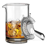 Mixing Glass Vidro Barpro 700ml + Strainer Coador 4 Apoios