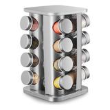 Mm House Porta Tempero 16 Potes Inox Cor Cinza