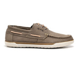 Mocassim Top Side Couro Legítimo Nobuck Palmilha Gel Areia