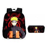 Mochila Bolsa + Estojo Anime Naruto Juvenil Infantil Escolar