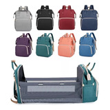 Mochila Bolsa Maternidade Menino Menina Térmica Vira Berço2 Cor Azul