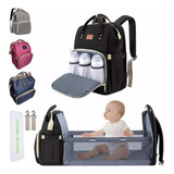 Mochila Bolsa Maternidade Menino Menina Térmica Vira Berço2 Cor Preto