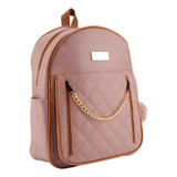 Mochila De Costas Com Alça Regulavel Feminina C/ Chaveiro Cor Rosa