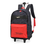Mochila De Rodinha Escolar Masculina Hotwheels By Luxcel Cor Preto Desenho Do Tecido Hot Wheels