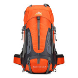 Mochila Impermeavel Trilha Camping Viagem Reforcada 65+5l Cor Laranja Desenho Do Tecido Nylon