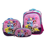 Mochila Infantil Escolar Kit Estojo Lancheira Grande