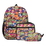 Mochila Infantil Menino Naruto Costas Com Estojo Lançamento