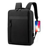 Mochila Notebook Laptop Escritório Faculdade Confortável Usb Cor Preto