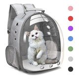 Mochila Pet Para Transporte De Cães E Gatos Visão Panorâmica Cor Cinza-claro