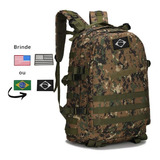 Mochila Tática Molle Modular Grande 45l Reforçada + Bandeira