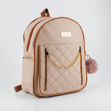 Mochilinha De Costas Mini Bolsa Feminina Pequena Pompom Cor Marrom-escuro