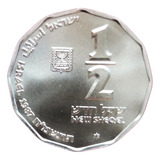 Moeda 1/2 Shekel Novo 1985 Prata Origem Israel. Km#180 Fc*