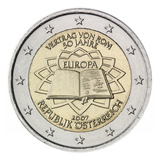 Moeda 2 Euro Comemorativa Áustria 2007 Tratado De Roma Fc