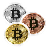 Moeda Comemorativa Bitcoin Ouro Prata Rose Para Colecionador