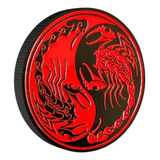 Moeda Escorpião Yin Yang Preto Vermelho Case Acrílico