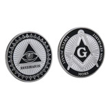 Moeda Maçonaria Maçom Freemason Fraternal Prateada
