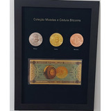 Moedas Bitcoins Ouro Prata Bronze E Cédula Completo
