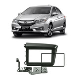 Moldura 2 Din Honda New Civic 2012 - 2016 Double Preto