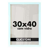 Moldura 30x40 Foto Quadro Com Vidro Poster Porta Certificado Cor Branco Liso