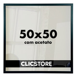 Moldura 50x50 Com Acetato Quadros Poster Casa Parede Fundo Cor Preto