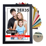 Moldura Quadro 28x35 Em Madeira Laqueada Premium + Vidro