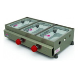 Molheira 3 Cubas Inox Gás Tampa Vidro Pr