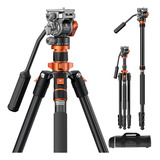 Monopé De Tripé K&f Concept K234a7 Com Cabeça De 360º, Cor Preta