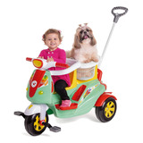 Moto Duo Color 2 Crianças, Gêmeos, Ou Pet - Passeio E Pedal Cor Verde-claro